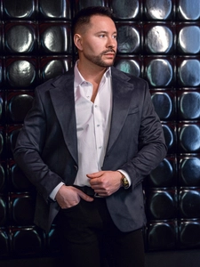 Herr Kavaj i sammet Marinblå Bolf 24410