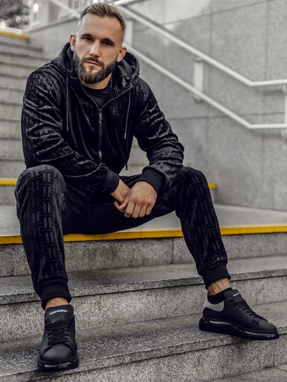 Herr Velour Träningsoverall Svart Bolf 3B113A