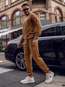 Herr Velour Träningsoverall Kamel Bolf 0001