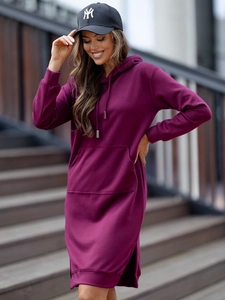 Dam sportig klänning med huva smör Vinröd Bolf 523