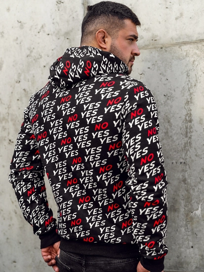 Herr Huvtröja med tryck Svart Bolf 141013A2