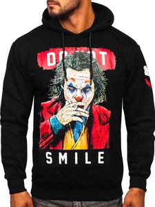 Herr Huvtröja med tryck Svart Bolf 6384