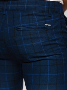 Herr Eleganta rutiga byxor Marinblå Bolf 184195