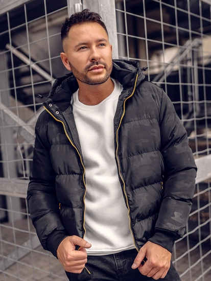 Herr Quiltad Vinterjacka Svart Bolf 7270A