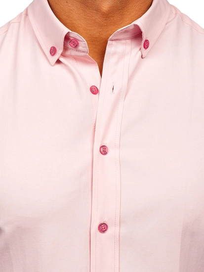 Herr Elegant Kortärmad Skjorta Rosa Bolf 7501G