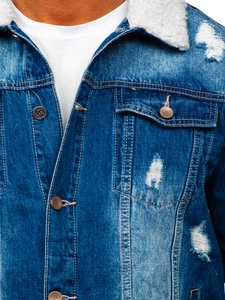 Herr Jeansjacka Trucker Marinblå Bolf MJ502B