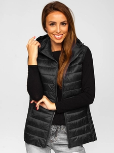 Dam Quiltad Väst med huva Svart Bolf 23039
