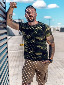 Herr Camo T-shirt Khaki Bolf S807A1