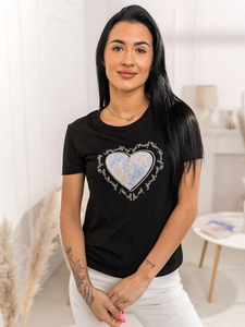 Dam T-shirt med tryck Svart Bolf 95T2510