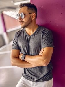 Herr Basic V-ringad T-shirt Antracit Bolf 192131A