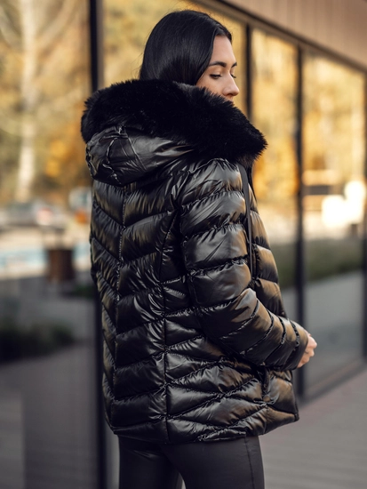 Dam Quiltad Vinterjacka med huva Svart Bolf 5M3138A