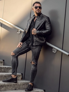 Herr Skinnjacka Bikermodell Svart Bolf 11Z8001