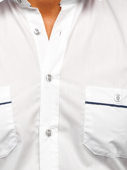 Herr Elegant Långärmad Skjorta Vit Bolf 5792