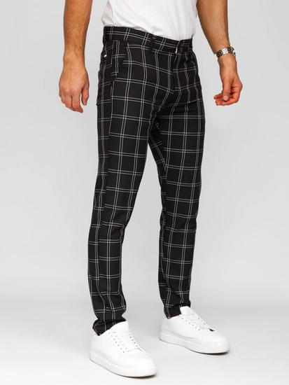 Herr Eleganta rutiga byxor Svart Bolf 184188