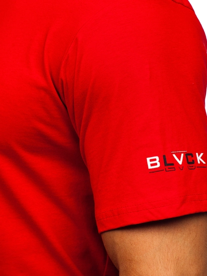 Herr Bomulls T-shirt med tryck Röd Bolf 14739