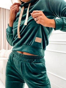 Dam 2-Delad Velour Träningsoverall Mörkgrön Bolf 637