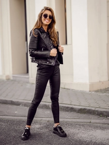 Dam Skinnjacka Bikermodell Svart Bolf BF5935303