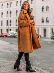 Dam Varm Lång Vinterkappa Kamelfärgad Bolf AN105