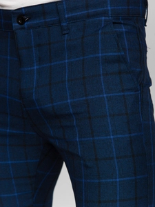 Herr Eleganta rutiga byxor Marinblå Bolf 184195