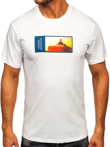 Herr Bomulls T-shirt med tryck Vit Bolf MPO3559