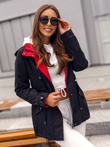 Dam Lättvikts Vändbar Parkas med huva Svart Bolf 16M9081A