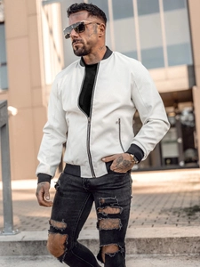 Herr Skinnjacka Bomber Vit Bolf 7110A2