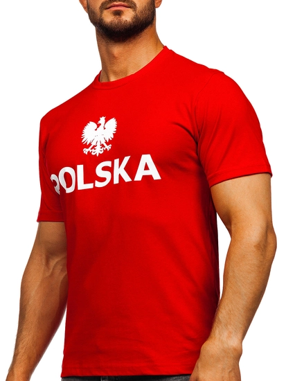 Herr Bomulls T-shirt med tryck Röd Bolf 5065