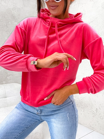Dam Huvtröja i velour Fuchsia Bolf 8270