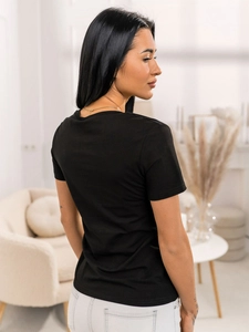 Dam T-shirt med tryck Svart Bolf 95T2522