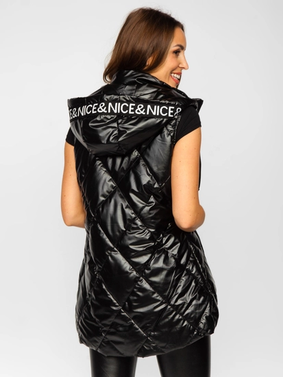 Dam Lång Quiltad Väst Svart Bolf 16M9075