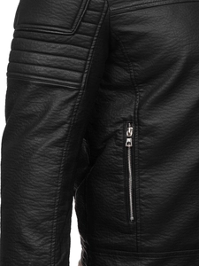 Herr Skinnjacka Bikermodell med päls Svart Bolf 11Z8013