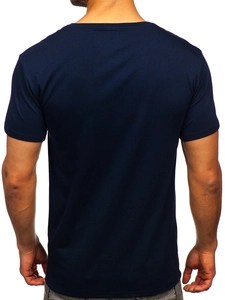 Herr T-shirt med tryck Marinblå Y70012