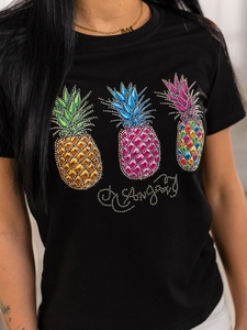 Dam T-shirt med tryck Svart Bolf 95T2522