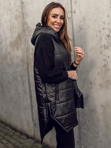 Dam Lång Quiltad Väst Svart Bolf B0122A