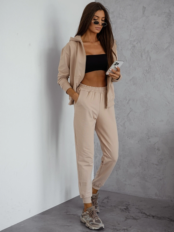 Dam 2-delad Träningsoverall med huva Beige Bolf 821110