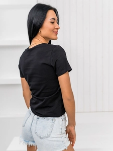 Dam T-shirt med tryck Svart Bolf 96T615