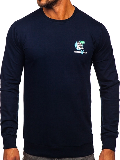 Herr Sweatshirt med tryck Marinblå Bolf 8744