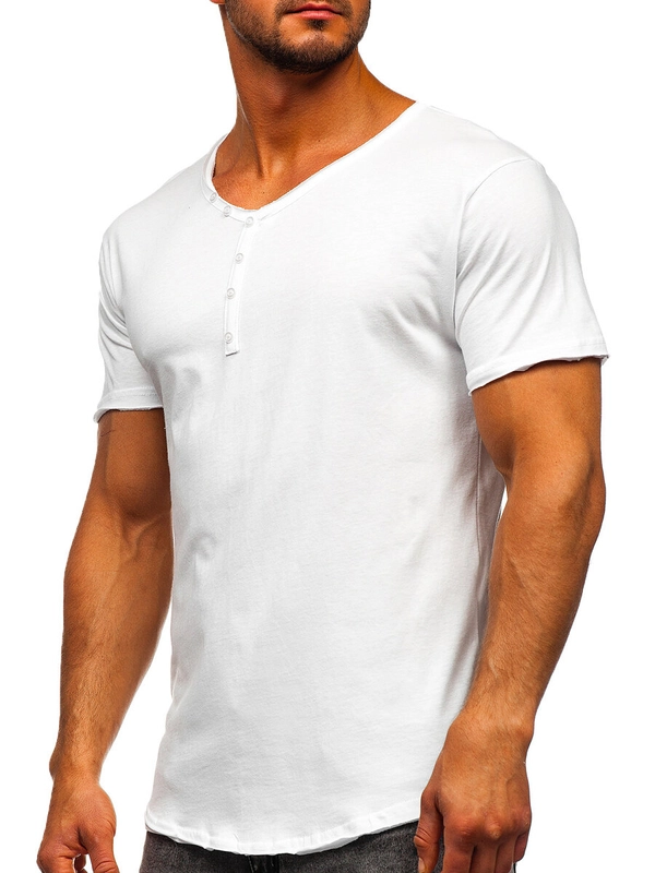 Herr Basic V-ringad T-shirt Vit Bolf 4049