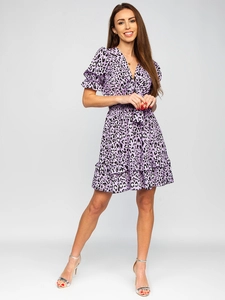 Dam Klänning Leopard Lila Bolf 6986