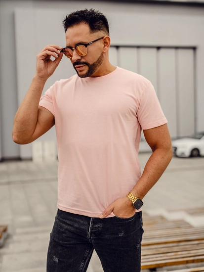 Herr Bomulls Basic T-shirt Ljus Rosa Bolf 192397A