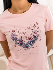 Dam T-shirt med tryck Rosa Bolf 95T2523