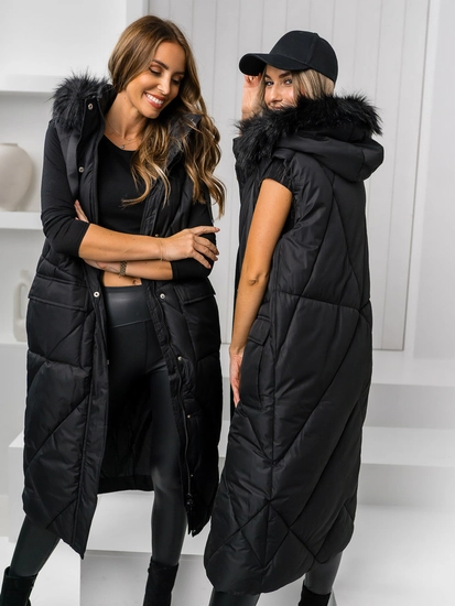 Dam Lång Quiltad Väst Svart Bolf 5M3166