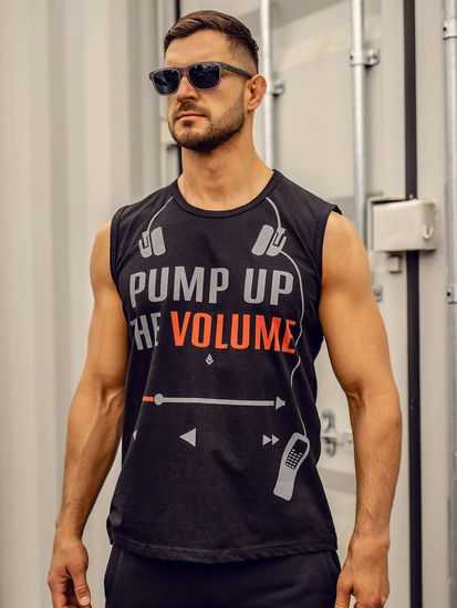 Herr Linne med tryck Svart Bolf 14815A