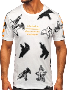 Herr Bomulls T-shirt med tryck Vit Bolf MPO3471