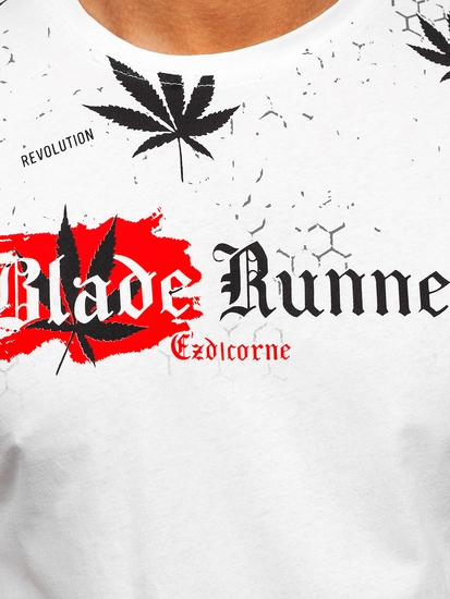 Herr Bomulls T-shirt med tryck Vit Bolf 14744