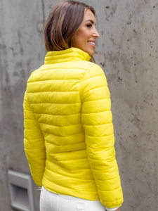 Dam Quiltad Lättviktsjacka med Ståkrage Gul Bolf 1141A