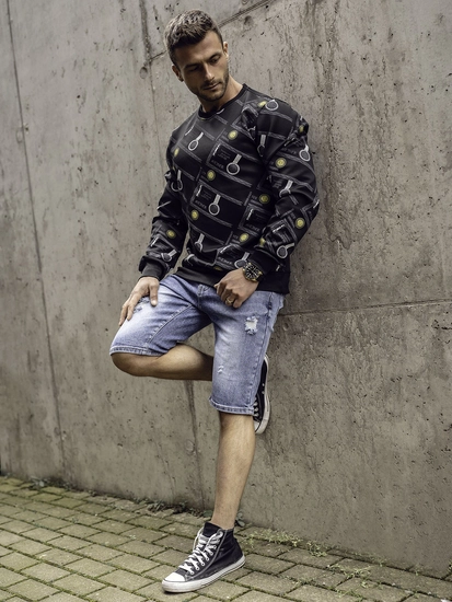 Herr Sweatshirt med tryck Svart Bolf 8B1110A