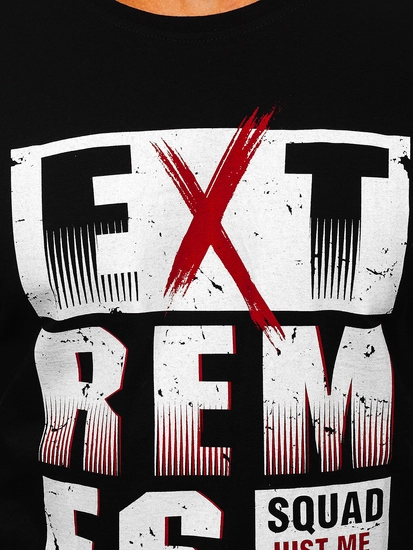 Herr T-shirt med tryck Svart Bolf 14312