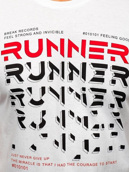 Herr T-shirt med tryck Vit Bolf 14336