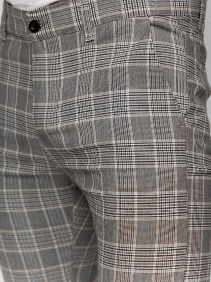 Herr Eleganta rutiga byxor Grå Bolf 184171